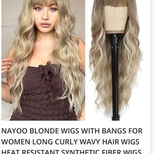Cream Wavy Wig with Bangs and Extensions